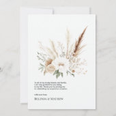 Watercolor Witte Boheemse Bloem Boho Bruiloft Bedankkaart (Achterkant)
