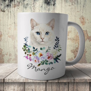 Watercolor Witte Kat Koffiemok