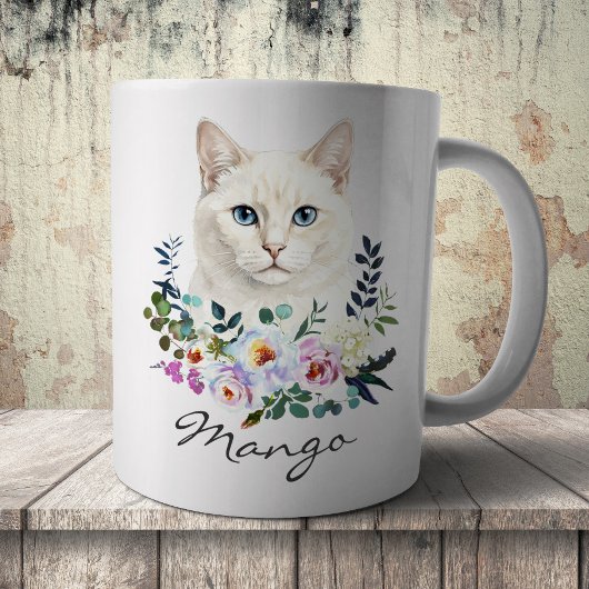 Watercolor Witte Kat Koffiemok