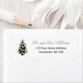 Watercolor Witte Kerstboom Retouradres Etiket (Insitu)