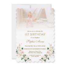 Watercolor Witte Magnolia Foto Meisje 1e Verjaarda