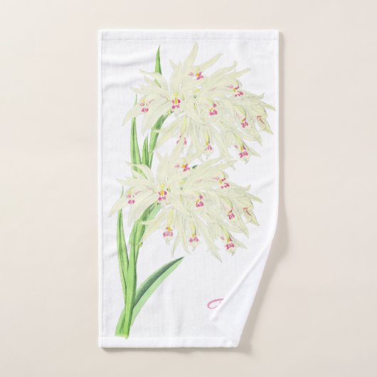 Watercolor Witte Orchidee Bloem Persoonlijk Handdoek (Handdoek)