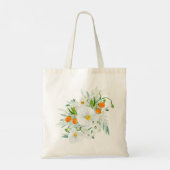Watercolor witte orchideeën en kumquatboeket tote bag (Achterkant)