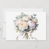 Watercolor Witte Pioen Huwelijk Save The Date (Achterkant)