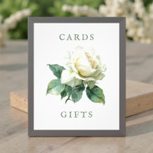 Watercolor Witte Roos Trouwkaarten & Cadeaus Bord