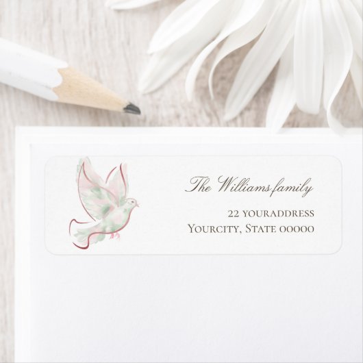 watercolor witte roze duif etiket (Insitu)