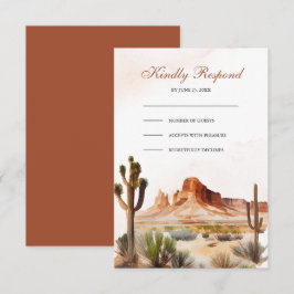 Watercolor Woestijn Berg Cactus Bruiloft RSVP Kaartje