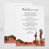 Watercolor Woestijn Bruiloft Welkom Itinerarium Programmakaart (Voorkant / Achterkant)