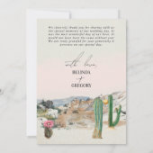 Watercolor Woestijn Cactus Boho Bruiloft Bedankkaart (Achterkant)