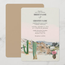 Watercolor Woestijn Cactus Boho Bruiloft