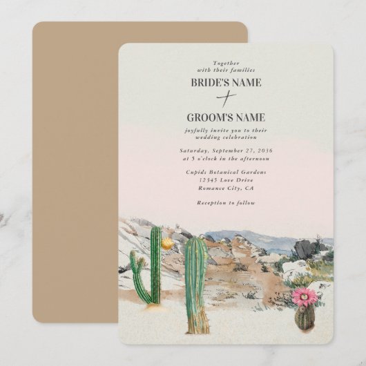 Watercolor Woestijn Cactus Boho Bruiloft Kaart (Voorkant / Achterkant)