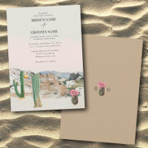 Watercolor Woestijn Cactus Boho Bruiloft