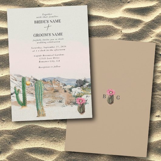 Watercolor Woestijn Cactus Boho Bruiloft Kaart