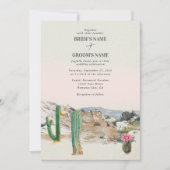 Watercolor Woestijn Cactus Boho Bruiloft Kaart (Voorkant)