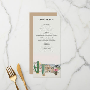 Watercolor Woestijn Cactus Boho Bruiloft Menu