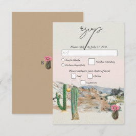 Watercolor Woestijn Cactus Boho Bruiloft RSVP Kaartje
