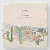Watercolor Woestijn Cactus Boho Bruiloft Stenen Onderzetter (Voorkant)