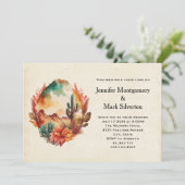 Watercolor Woestijn Cactus en Bergen Bruiloft Kaart (Staand voorkant)