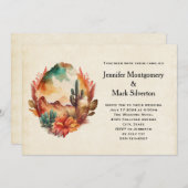 Watercolor Woestijn Cactus en Bergen Bruiloft Kaart (Voorkant / Achterkant)