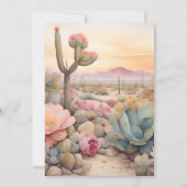 Watercolor Woestijn Cactus Geïllustreerde Bruidsdo Kaart (Achterkant)