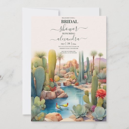 Watercolor woestijn cactus landschap bruiloft kaart (Voorkant)