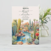 Watercolor woestijn cactus landschap bruiloft kaart (Staand voorkant)