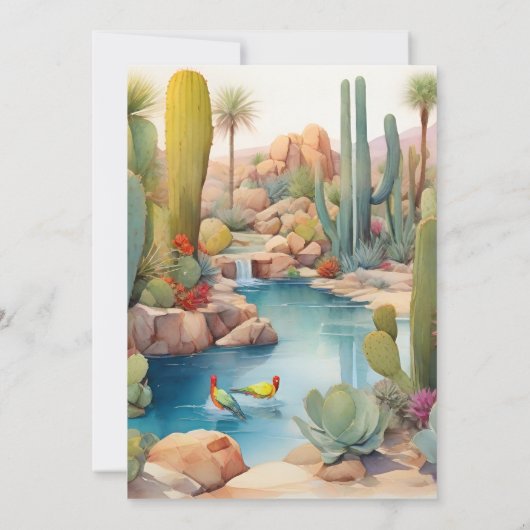 Watercolor woestijn cactus landschap bruiloft kaart (Achterkant)