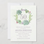 Watercolor Woestijn Cactus Succulenten 50ste Verja Kaart (Voorkant)