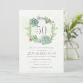 Watercolor Woestijn Cactus Succulenten 50ste Verja Kaart (Staand voorkant)