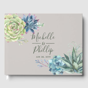 Watercolor Woestijn Cactus Succulenten Bruiloft Gastenboek
