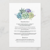 Watercolor Woestijn Cactus Succulenten Bruiloft Menu (Achterkant)