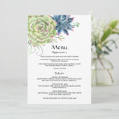 Watercolor Woestijn Cactus Succulenten Bruiloft Menu (Staand voorkant)