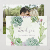 Watercolor Woestijn Cactus Succulenten Trouw Dank Bedankkaart (Voorkant / Achterkant)