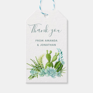 Watercolor Woestijn Cactus Succulenten Trouw Dank Cadeaulabel