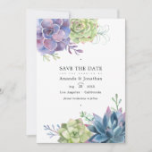 Watercolor Woestijn Cactus Succulenten Trouwfoto Save The Date (Voorkant)