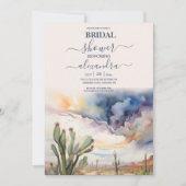 Watercolor Woestijn en Cactus Bruidsdouche Kaart (Voorkant)