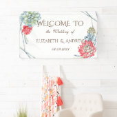 Watercolor Woestijn Rode Succulenten Bruiloft Spandoek (Insitu)