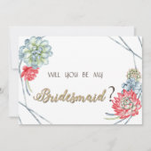 Watercolor Woestijn Rode Succulenten Kaart (Voorkant)