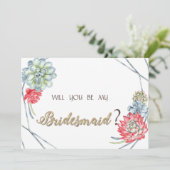 Watercolor Woestijn Rode Succulenten Kaart (Staand voorkant)