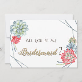 Watercolor Woestijn Rode Succulenten Kaart