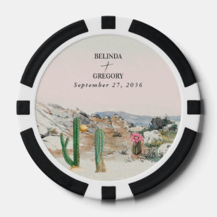 Watercolor woestijncactus Boho huwelijksgunst Poker Chips