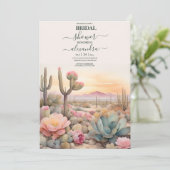 Watercolor woestijncactus geïllustreerde bruidsdou kaart (Staand voorkant)