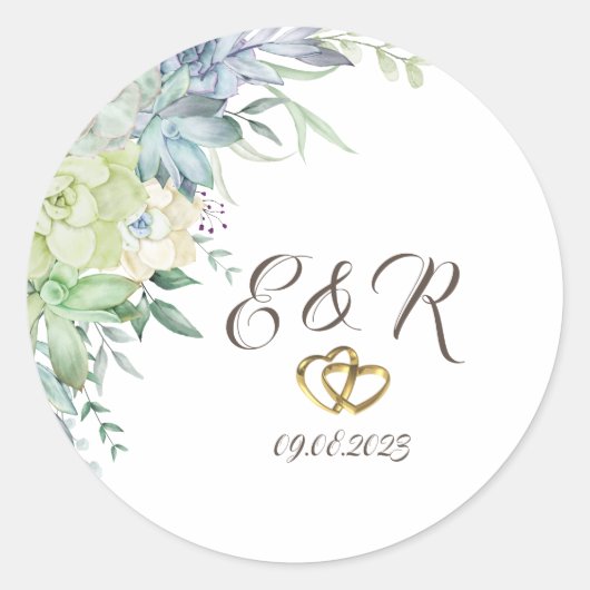 Watercolor Woestijnsucculenten Ronde Sticker (Voorkant)