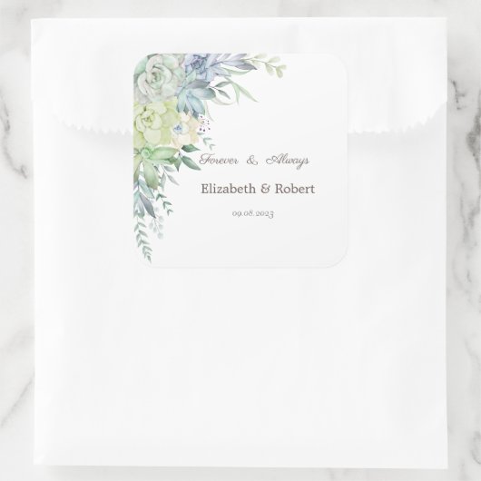 Watercolor Woestijnsucculenten Vierkante Sticker (Tas)