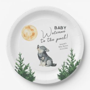 Watercolor Wolf Baby Shower Papieren Bordje