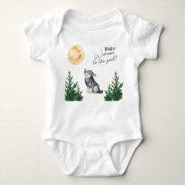 Watercolor Wolf Baby Shower  Romper