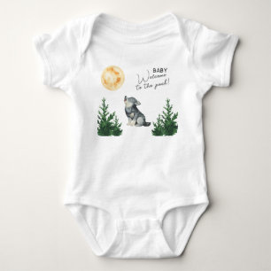 Watercolor Wolf Baby Shower Romper