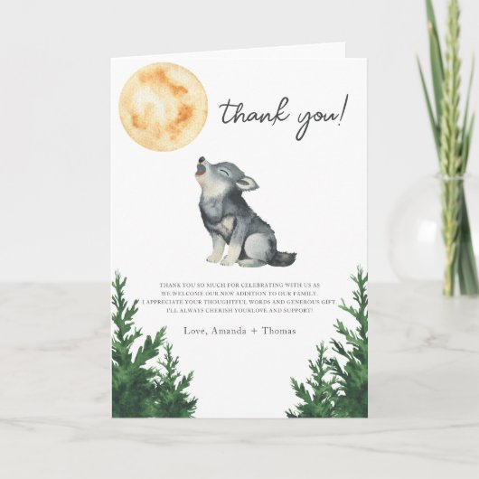 Watercolor Wolf Baby Shower Thank you Bedankkaart (Voorkant)