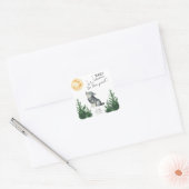 Watercolor Wolf Babyshower Vierkante Sticker (Envelop)