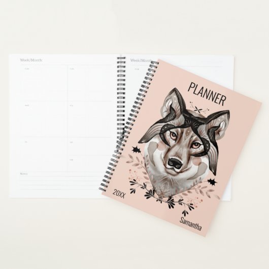 Watercolor Wolf Op Maat Planner (Display)